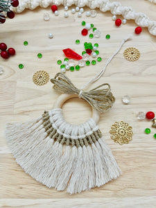 Christmas Ornament - Natural Gold Bowed Wreath