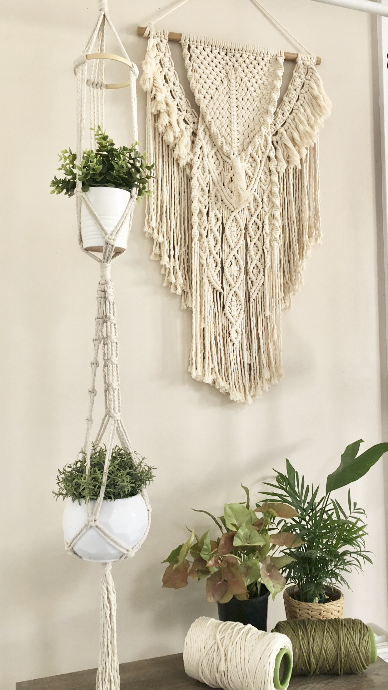 macrame double plant hanger MAYA